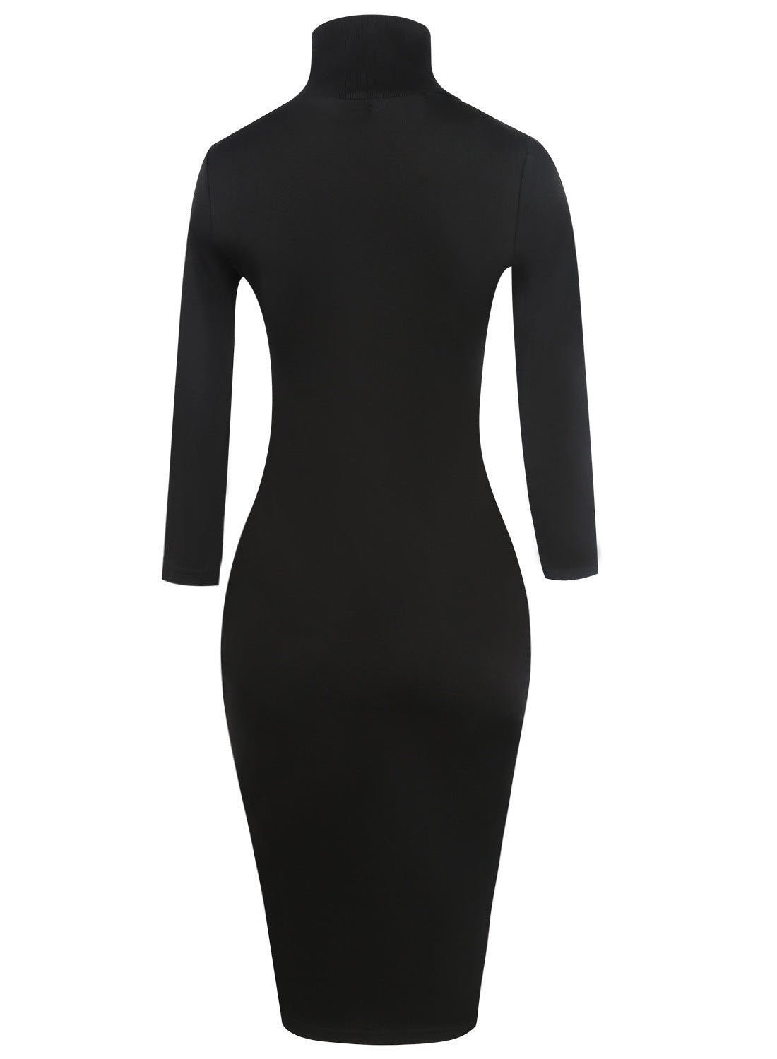 Black Three-Quarter Sleeve Mock Dress - THEONE APPAREL