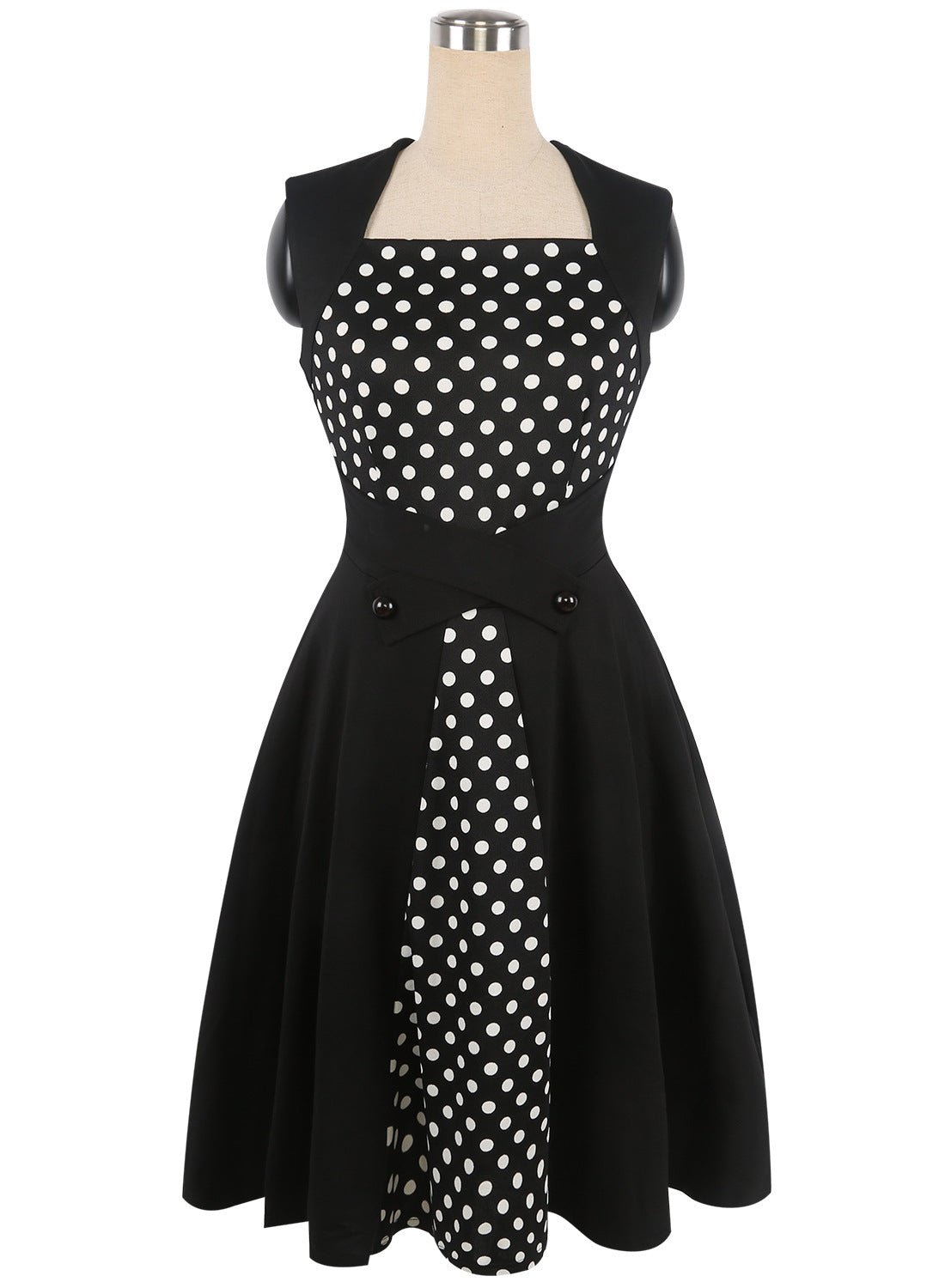 Black & White Polka Dot Contrast Dress - THEONE APPAREL