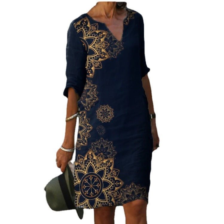 Casual Frock Style Dress with Long Sleeves and Mini Length Hem - THEONE APPAREL