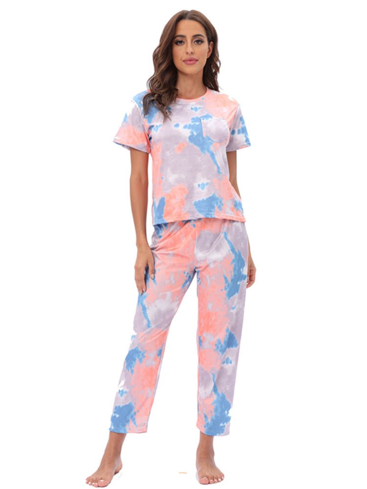 Casual Patterned T-Shirt and Capri Pants Set - THEONE APPAREL